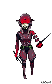 a pixel art sprite of ivan raidenovitch monsoon from metal gear rising: revengeance. made by rixxxen.